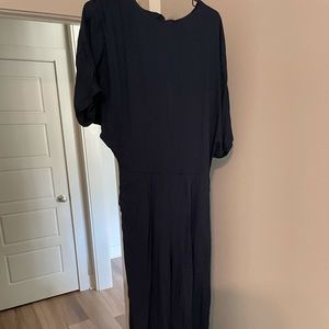 Navy jumpsuit with open back